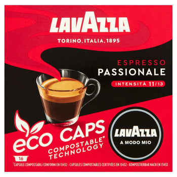 كبسولات قهوة Lavazza A Modo Mio Eco Caps القابلة للتحلل، 16 كبسولة في كل عبوة