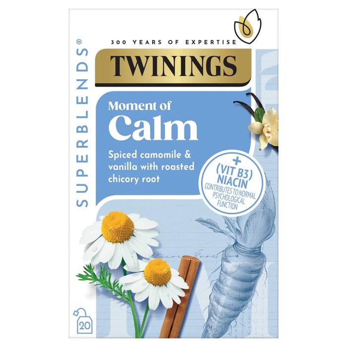 Twinings Superblends الهدوء مع البابونج المتبل والفانيليا 20 في كل عبوة