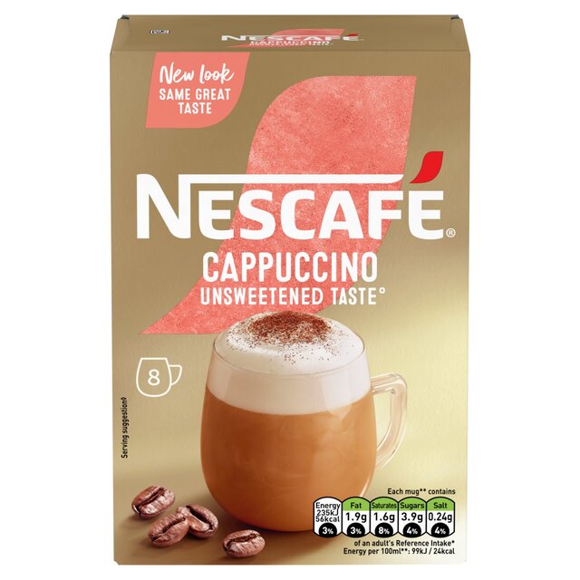 Nescafe Cappuccino Unsweetened Instant Coffee 8 per pack