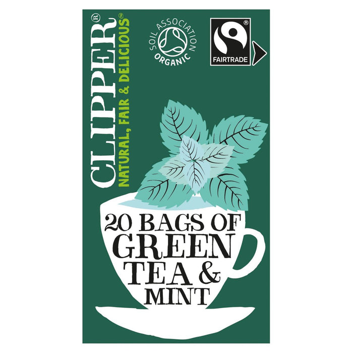 أكياس الشاي الأخضر العضوي من كليبر مع النعناع الفلفلي، 20 كيسًا في كل عبوة