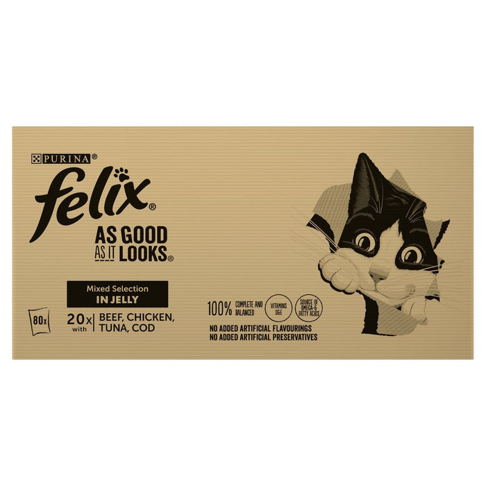 فيليكس جيد كما يبدو طعام القطط باللحوم والأسماك 80 × 100 جرام