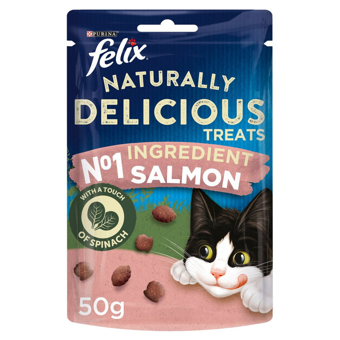 فيليكس القطط اللذيذة بشكل طبيعي يعامل سمك السلمون والسبانخ 50 جرام