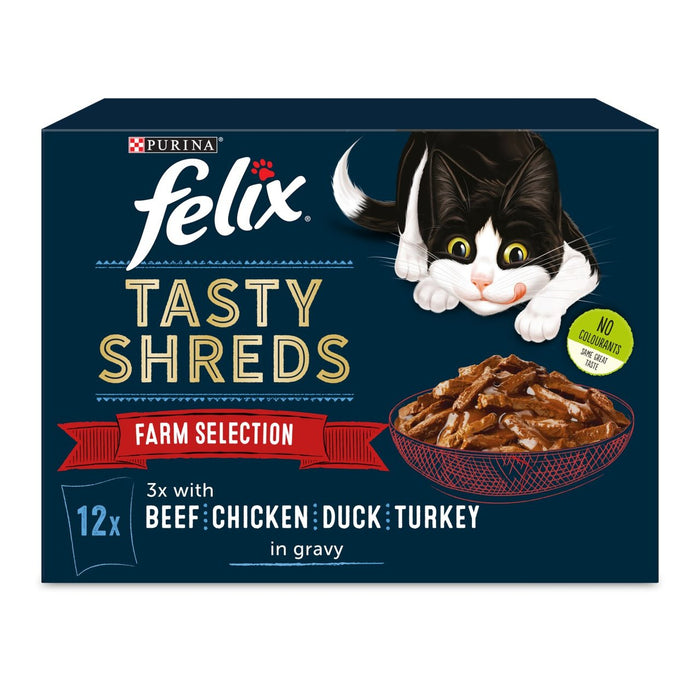 فيليكس تيستي شريدز طعام القطط المختار من المزرعة بالمرق 12 × 80 جم