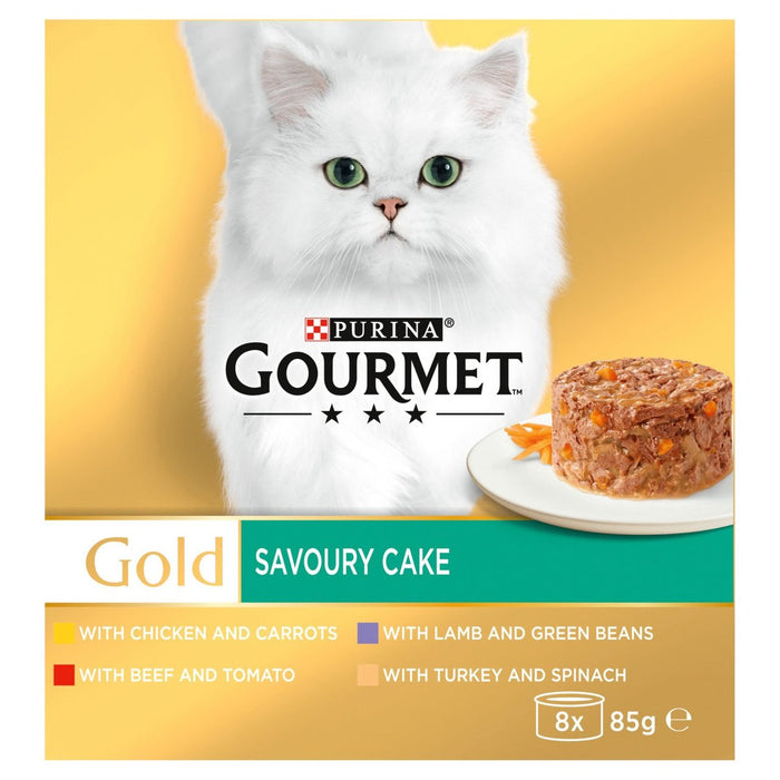 Gourmet Gold Katzenfutter herzhaftes Kuchen Fleisch und Gemüse 8 x 85 g
