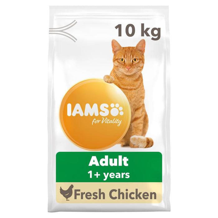 IAMS طعام للقطط البالغة بالحيوية مع الدجاج الطازج، 10 كجم