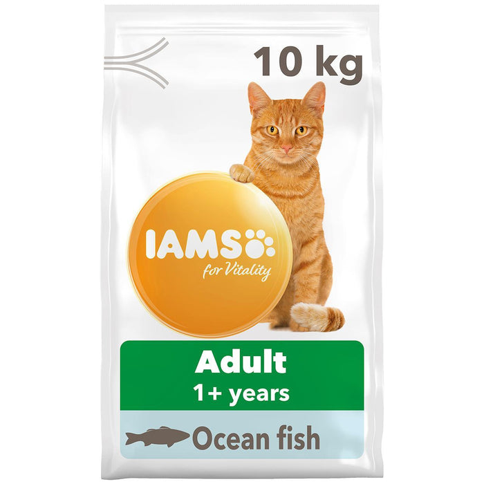 IAMS طعام القطط البالغة للحيوية مع أسماك المحيط، 10 كجم