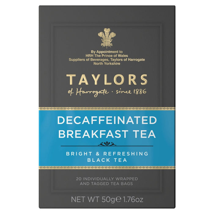 Taylors descafeinados desayunando bolsas de té 20 por paquete