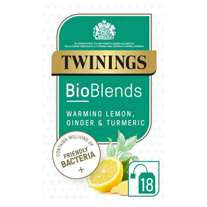 Twinings Bioblends شاي الليمون والزنجبيل والكركم مع البكتيريا الصديقة، 18 لكل عبوة
