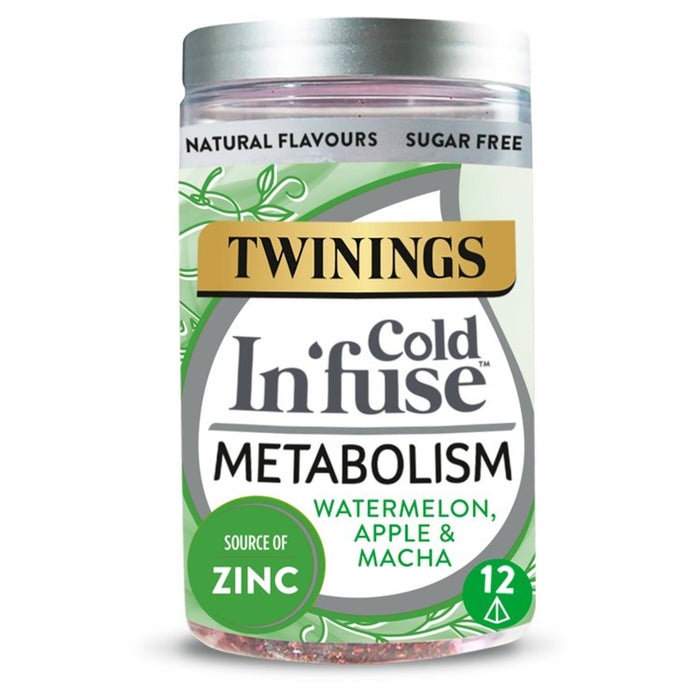 Twinings Cold In'fuse Metabolism مع البطيخ والتفاح والزنك 12 لكل علبة