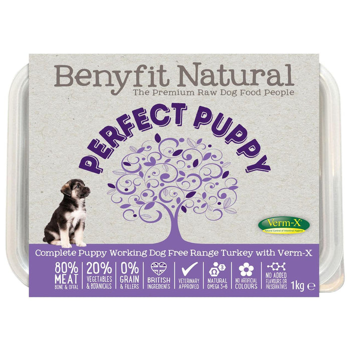 Benyfit Natural Puppy Turkey طعام الكلاب الخام الكامل مع Verm X 1kg