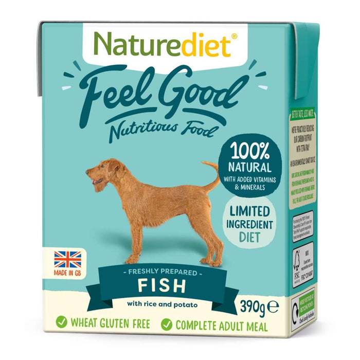 Naturediet Feel Good Fish Complete طعام الكلاب الرطبة 18 × 390 جم