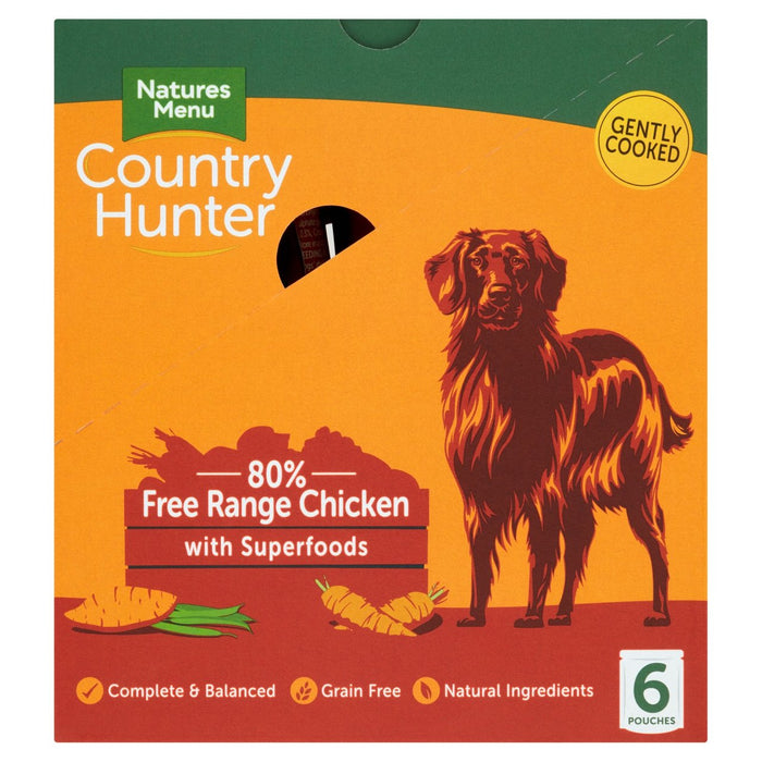 قائمة الطبيعة - أكياس طعام الكلاب الرطبة بالدجاج كانتري هنتر 6 × 150 جم