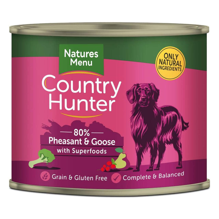 Natures Menu Country Hunter Pheasant & Goose Wet Dog علب طعام 6 × 600 جرام