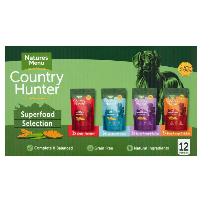 Natures Menu Country Hunter Superfood Selection أكياس طعام رطبة للكلاب 12 × 150 جم