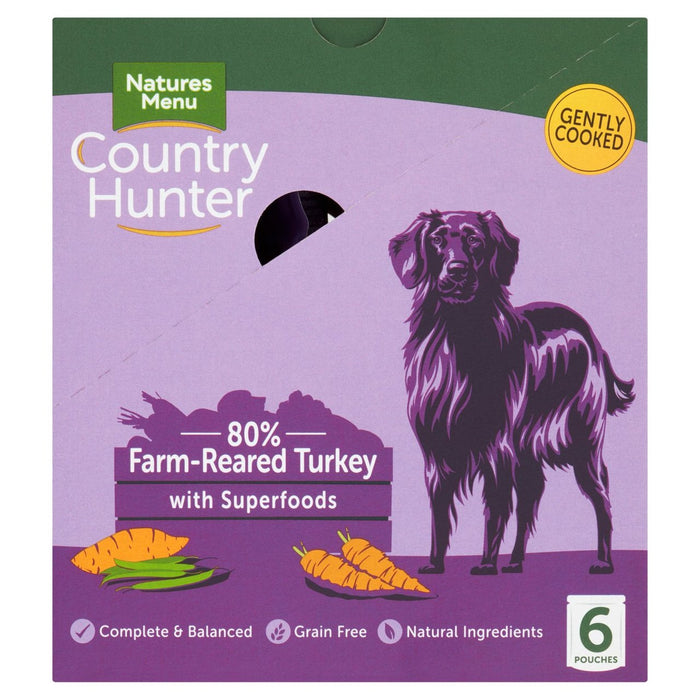 Natures Menu Country Hunter تركيا أكياس طعام الكلاب الرطبة 6 × 150 جرام