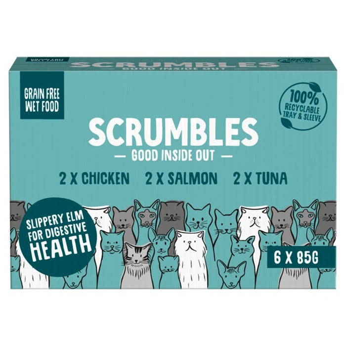 سكرامبلز - طعام القطط الرطب الطبيعي الخالي من الحبوب، عبوة متعددة 6 × 85 جم