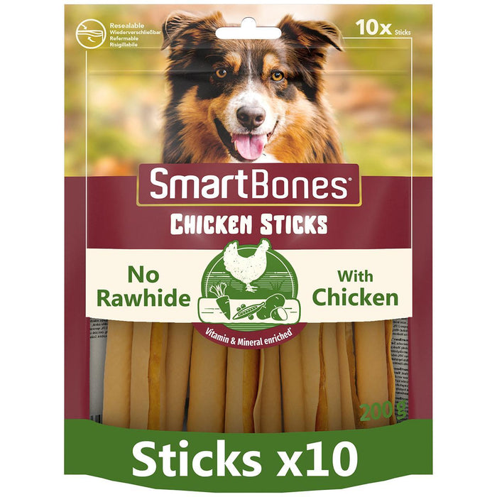 SmartBones 10 Chicken Rawhide Free Sticks Dog Treats 10 per pack