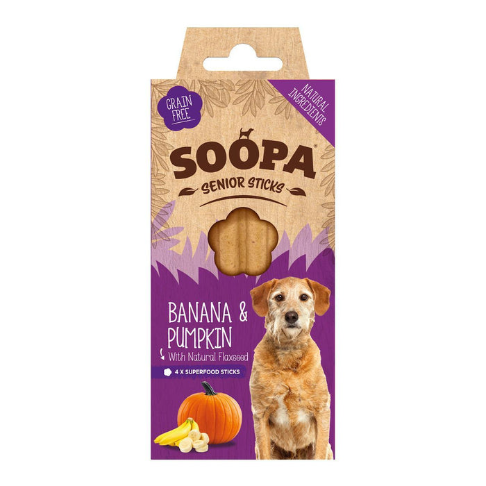 Soopa Banana & Pumpkin Sticks dentaires seniors 10 par paquet