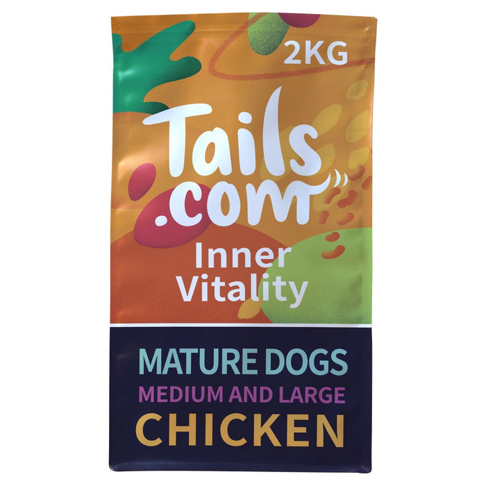 Tails.com إنر فيتاليتي طعام جاف للكلاب المتوسطة والكبيرة الناضجة بالدجاج 2 كجم
