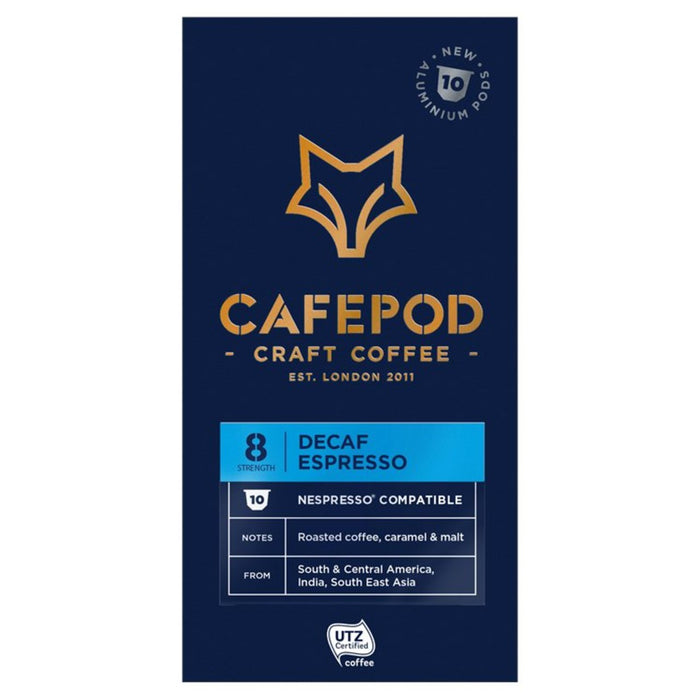 كبسولات قهوة من الألومنيوم من CafePod Decaf Espresso Nespresso متوافقة مع 10 كبسولات في كل عبوة