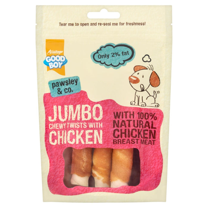 Bon garçon Twisters Jumbo avec des friandises de chien de poulet 100g