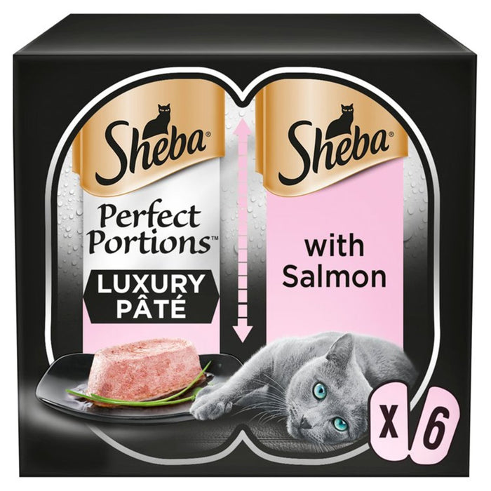 عرض خاص - شيبا بيرفكت بورتيون للكبار 1+ صواني طعام رطبة للقطط سمك السلمون 6 × 37.5 جم