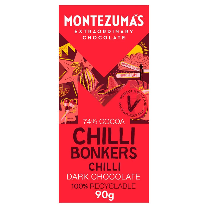 مونتيزوما تشيلي بونكرز بار شوكولاتة عضوية داكنة 90 جرام