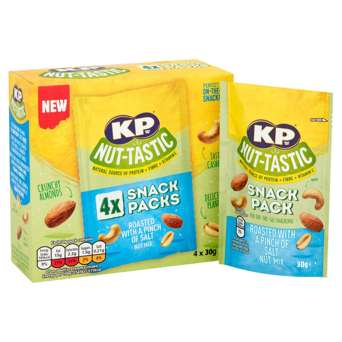 KP Nut Tastic Pinch of Salt Nut Mix Multipack 4 عبوات 4 × 30 جم