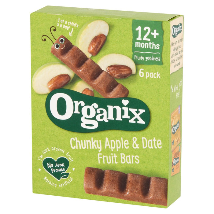 أورجانيكس - ألواح فواكه عضوية مكتنزة بالتفاح والتمر 12 شهرًا + عبوات متعددة 6 × 17 جم