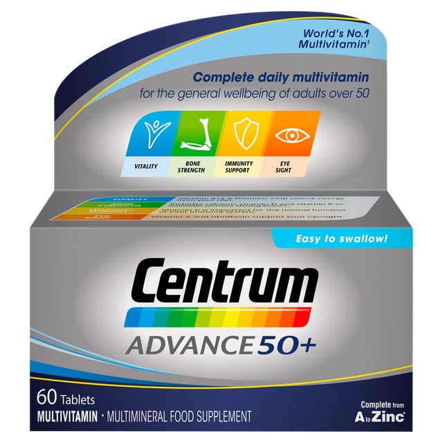 Centrum Advance 50+ Tabletas de suplementos multivitamínicos 60 por paquete